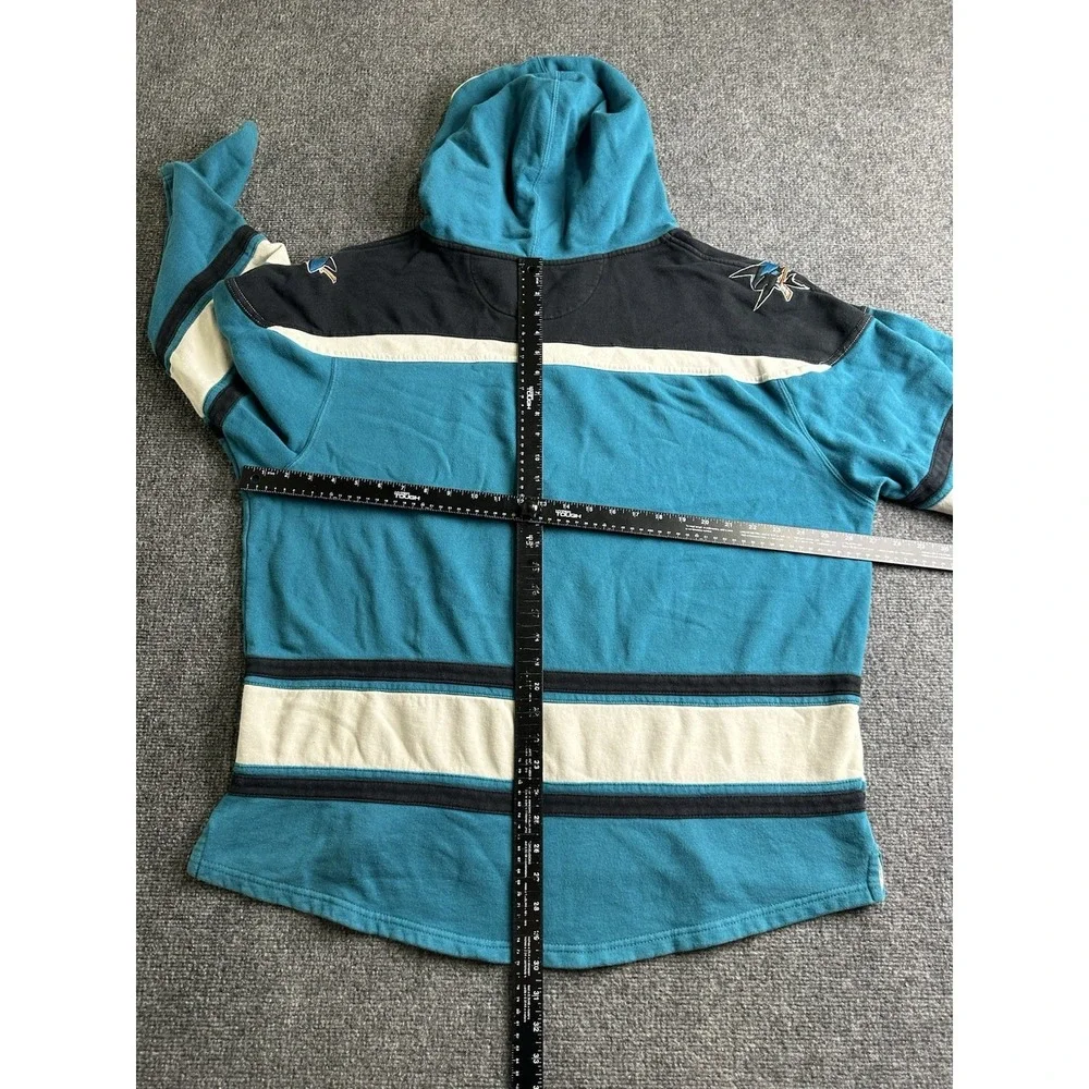 Mens 47 San Jose Sharks NHL Lace Up Hoodie Sweatshirt Teal, Size 2XL